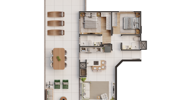 Apartamentos tipo 1 do 5º ao 9º andar